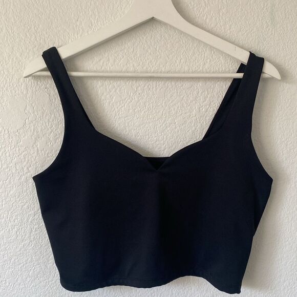 Express Black Body Contour Scalloped Crop Top Large - Picture 2 of 4